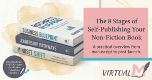 Three non-fiction books in a pile and blog title